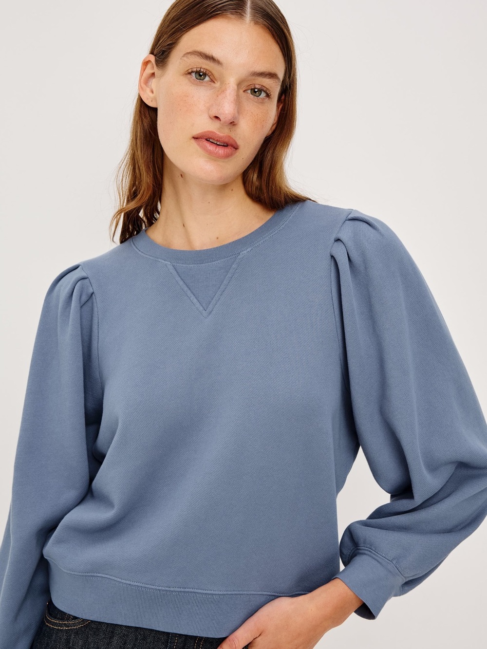 Rails Blue Puff-Sleeve Tiffany Sweatshirt/XS EUC/PTP 20-25/L 21 No Callouts/EUC